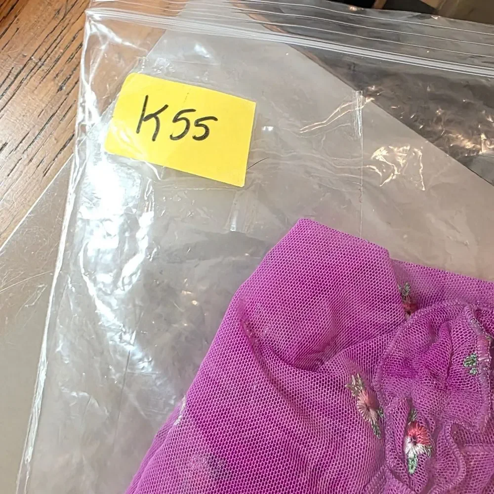 Victoria's Secret Sheer Fushia Purple Floral Lingerie Chemise Ruffle Size Medium